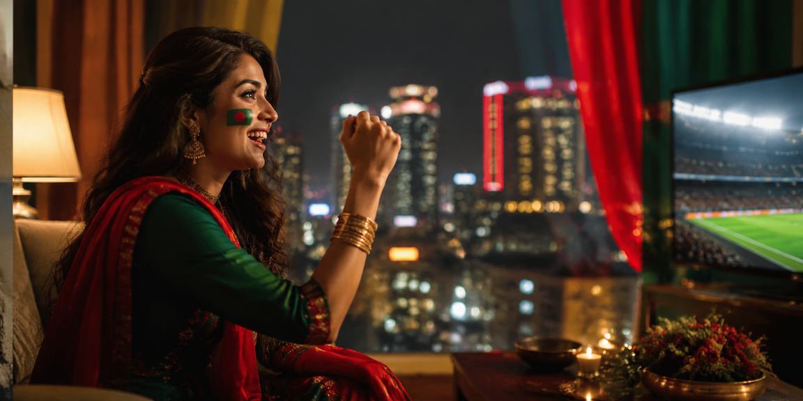 ঢাকায় লাল-সবুজ পোশাকে ক্যাসিনো বিনোদন উপভোগ করছেন একজন বাংলাদেশি ব্যবহারকারী